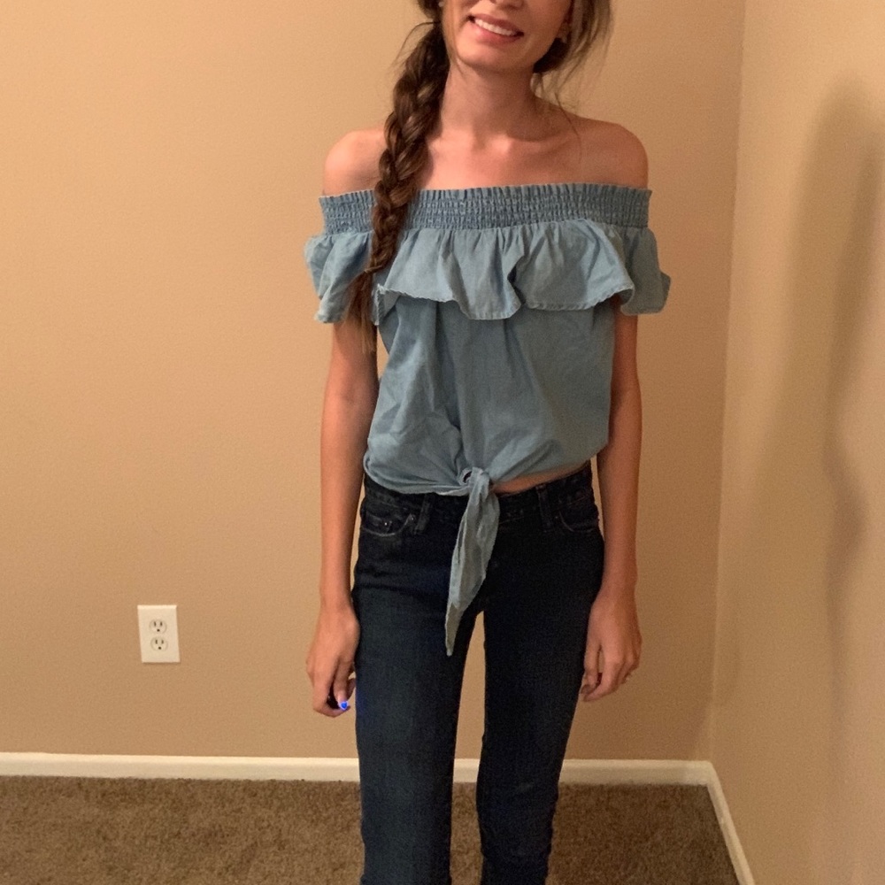 Agacia Off the should denim top